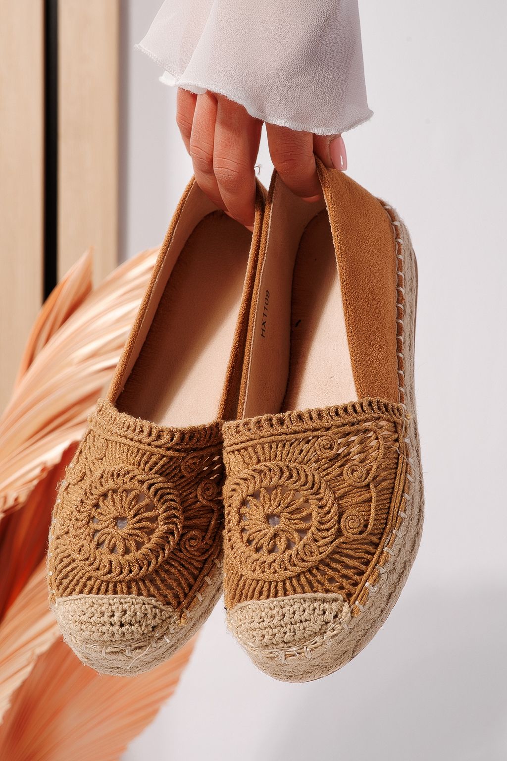 Espadrile dama maro din piele ecologica intoarsa Emma #24539