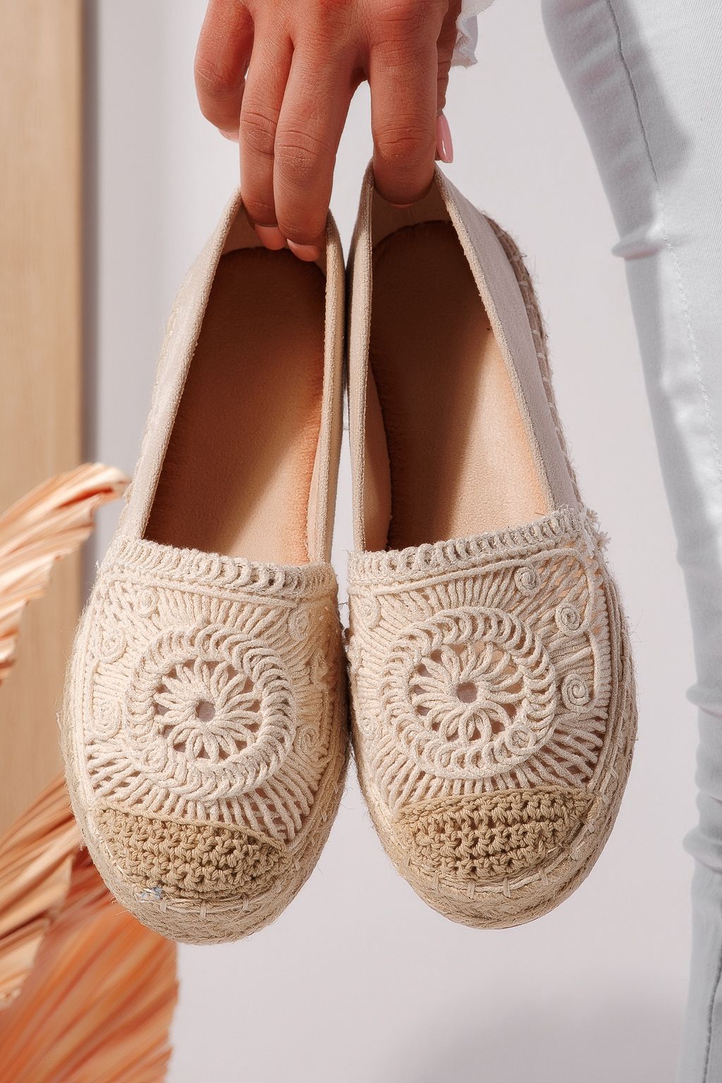 Espadrile dama bej din piele ecologica intoarsa Emma #24540