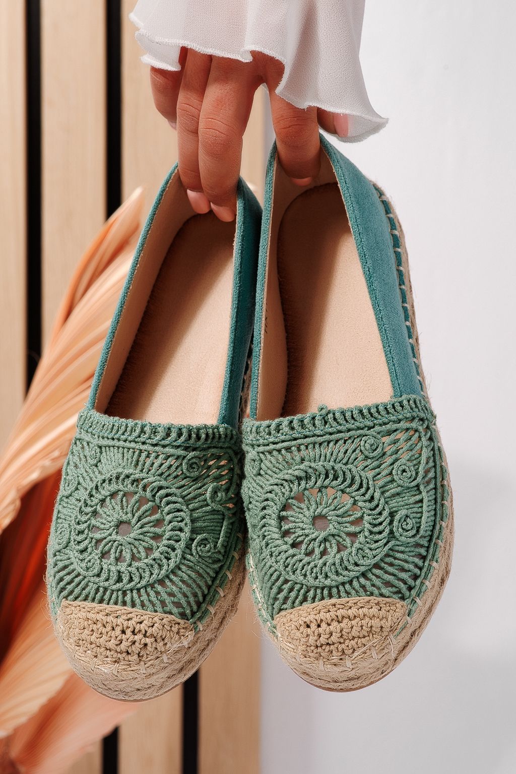 Espadrile dama verzi din piele ecologica intoarsa  Emma #24541