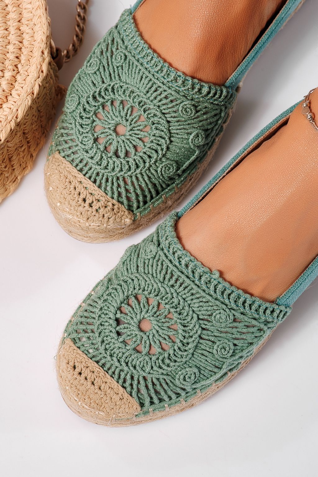 Espadrile dama verzi din piele ecologica intoarsa  Emma #24541