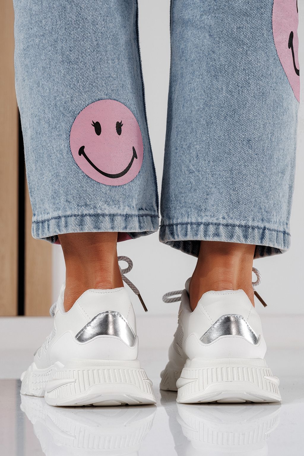 Adidasi dama albi din piele ecologica Devi #24543