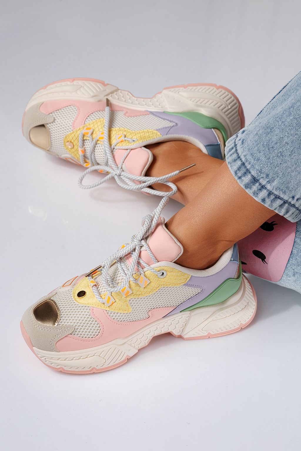 Adidasi dama roz din piele ecologica Devi #24544