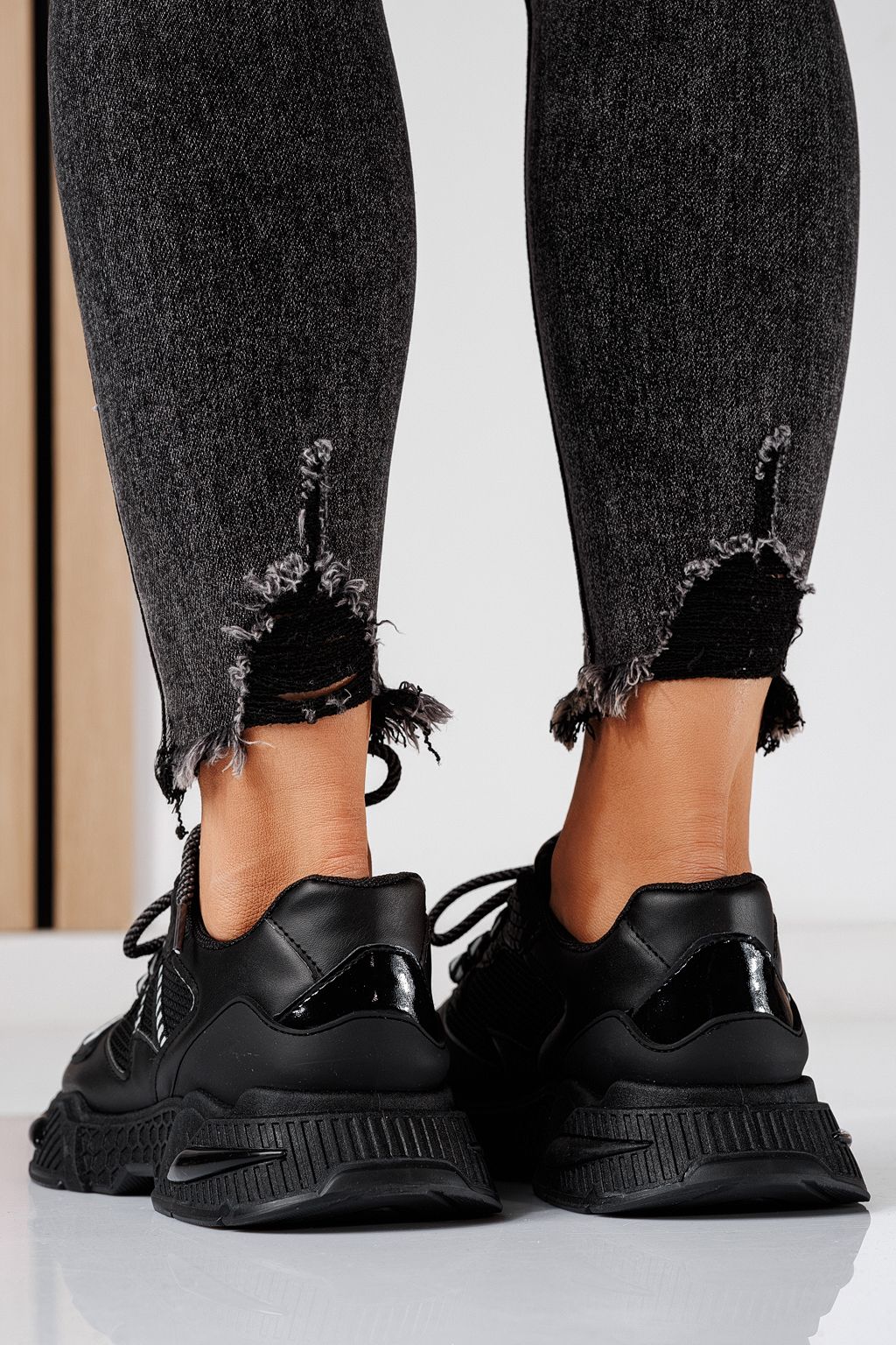 Adidasi dama negri din piele ecologica Devi #24545