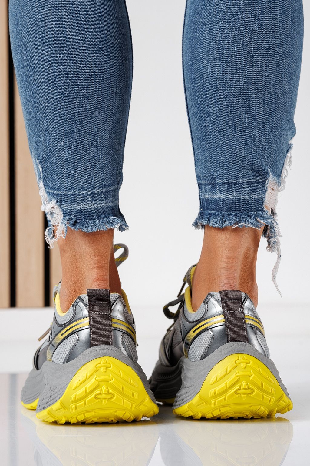 Adidasi dama galbeni din material textil Anita #24547