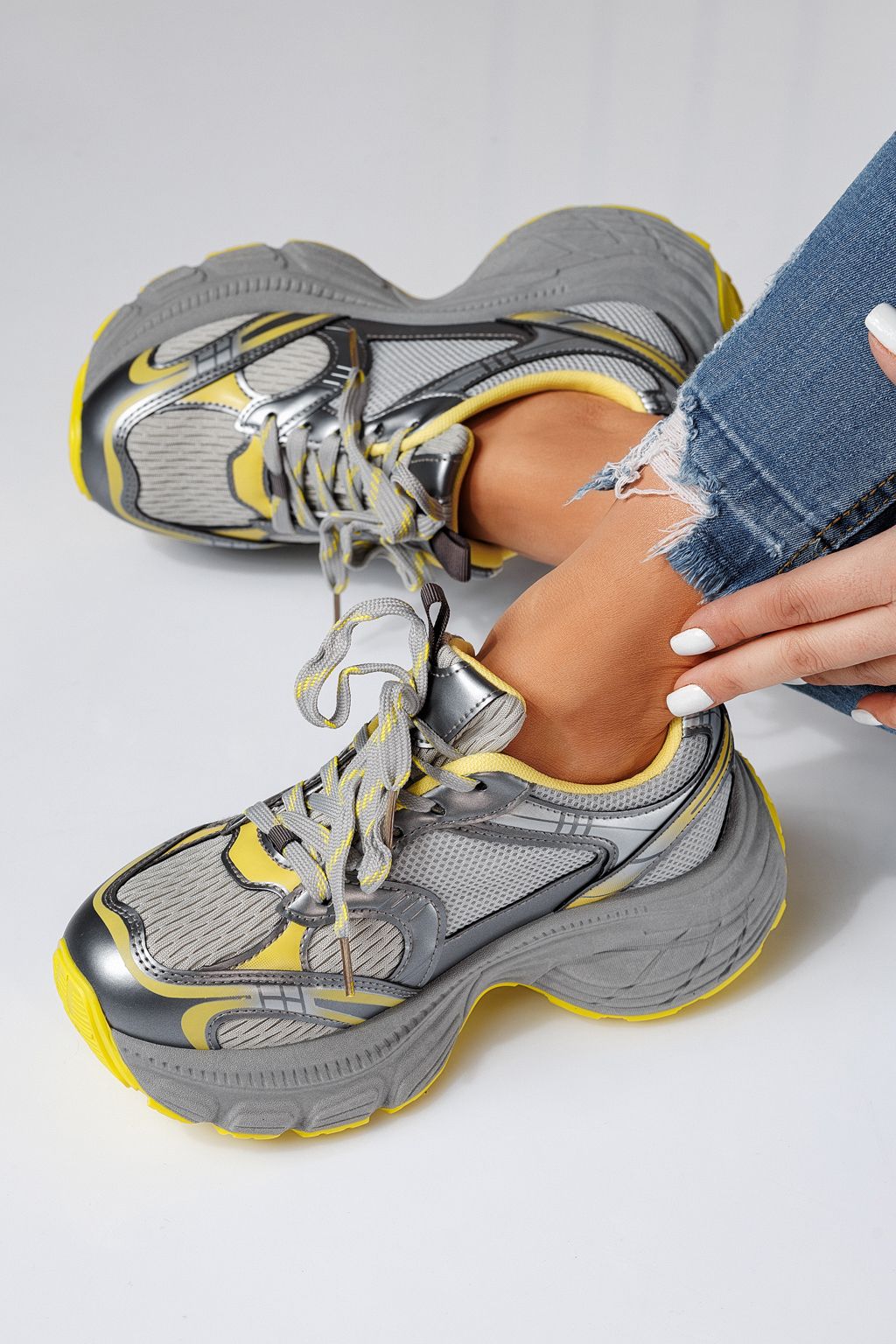 Adidasi dama galbeni din material textil Anita #24547