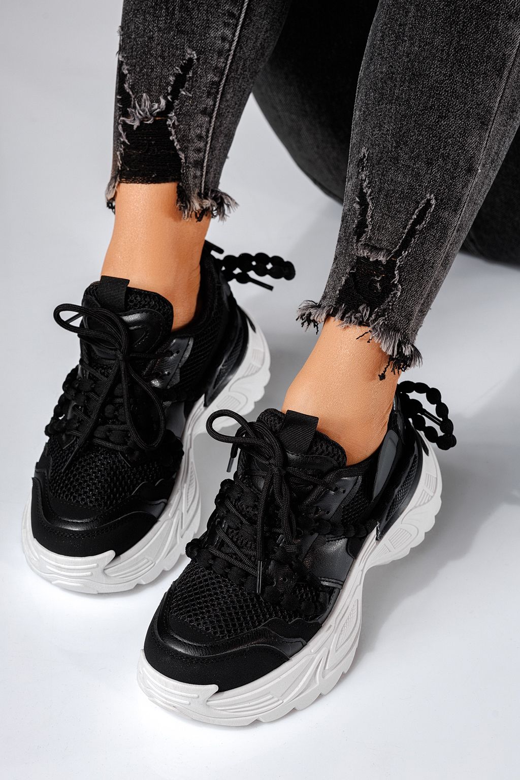 Adidasi dama negri din piele ecologica Evi #24550