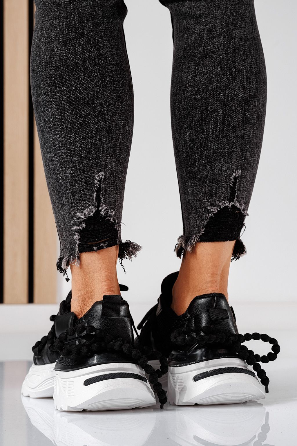 Adidasi dama negri din piele ecologica Evi #24550