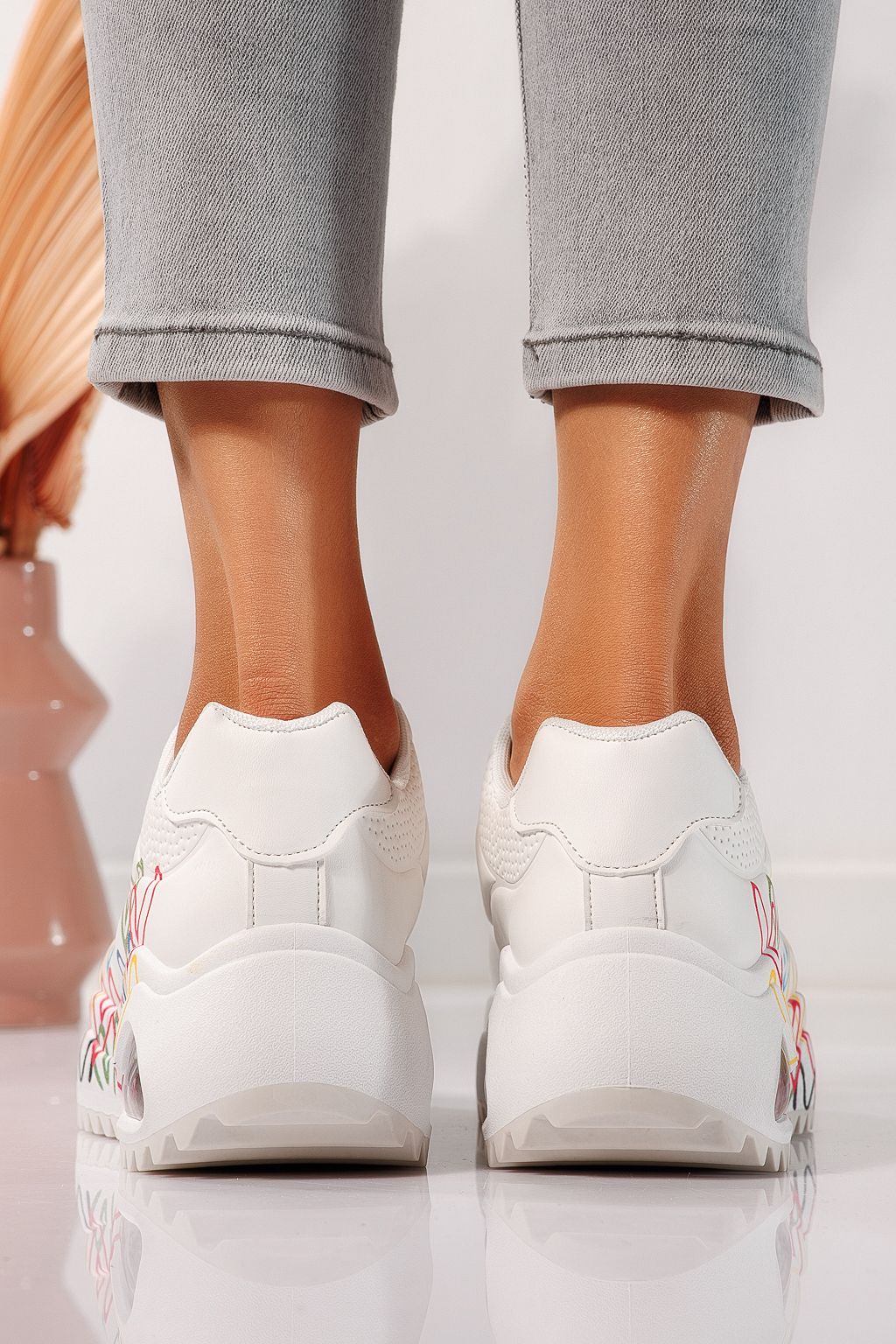 Adidasi dama albi din piele ecologica Beverly #24552