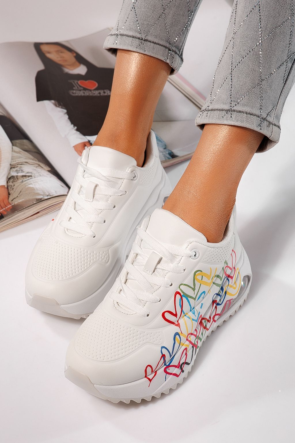 Adidasi dama albi din piele ecologica Beverly #24552