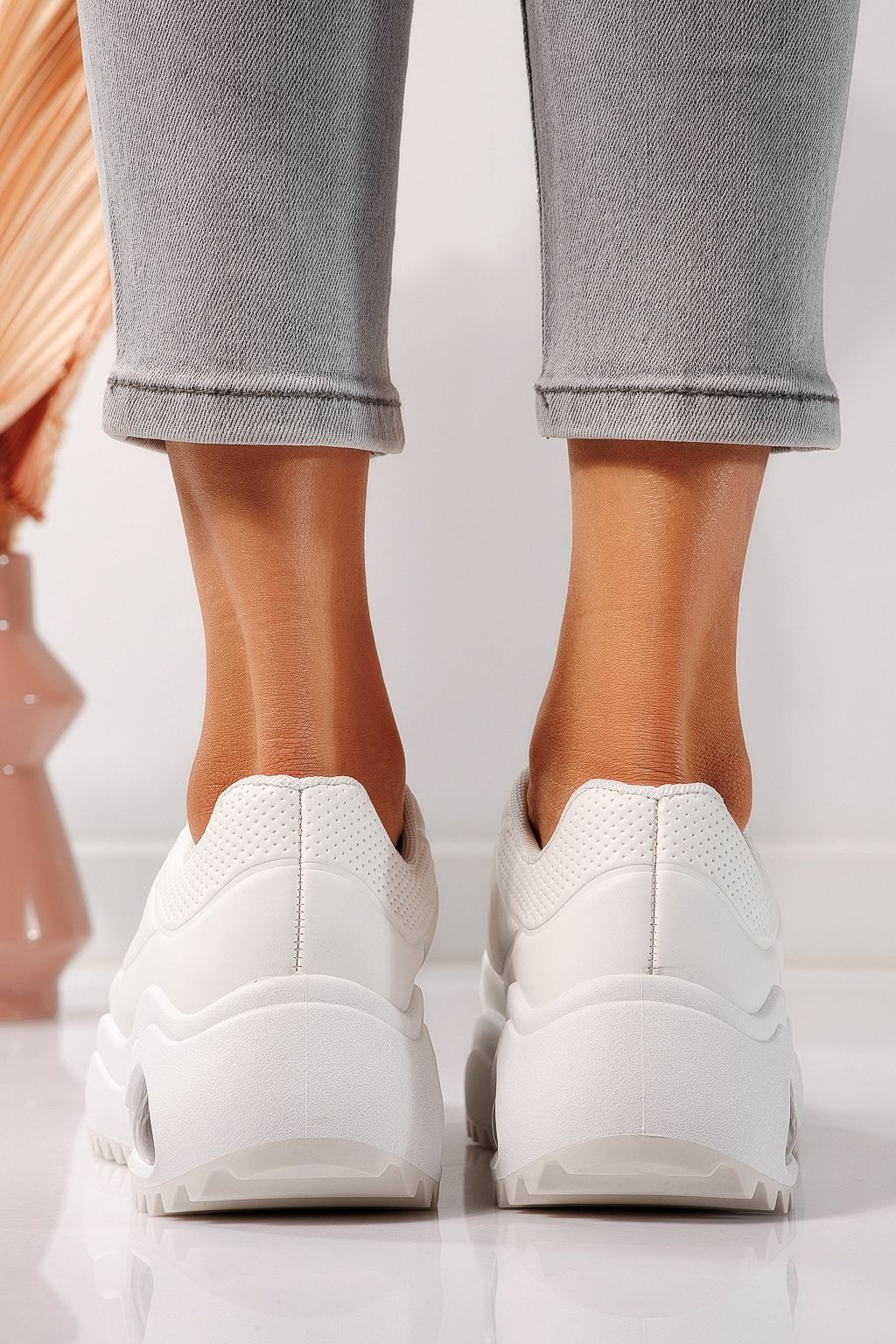 Adidasi dama albi din piele ecologica Audrey #24554