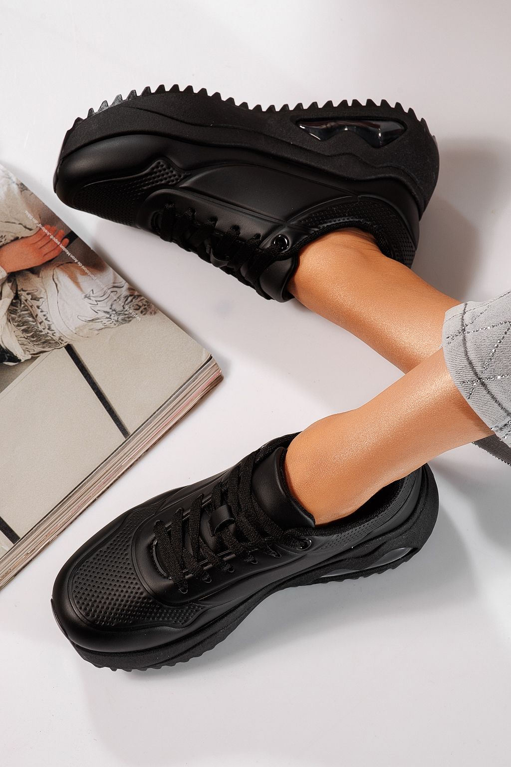 Adidasi dama negri din piele ecologica Audrey #24555