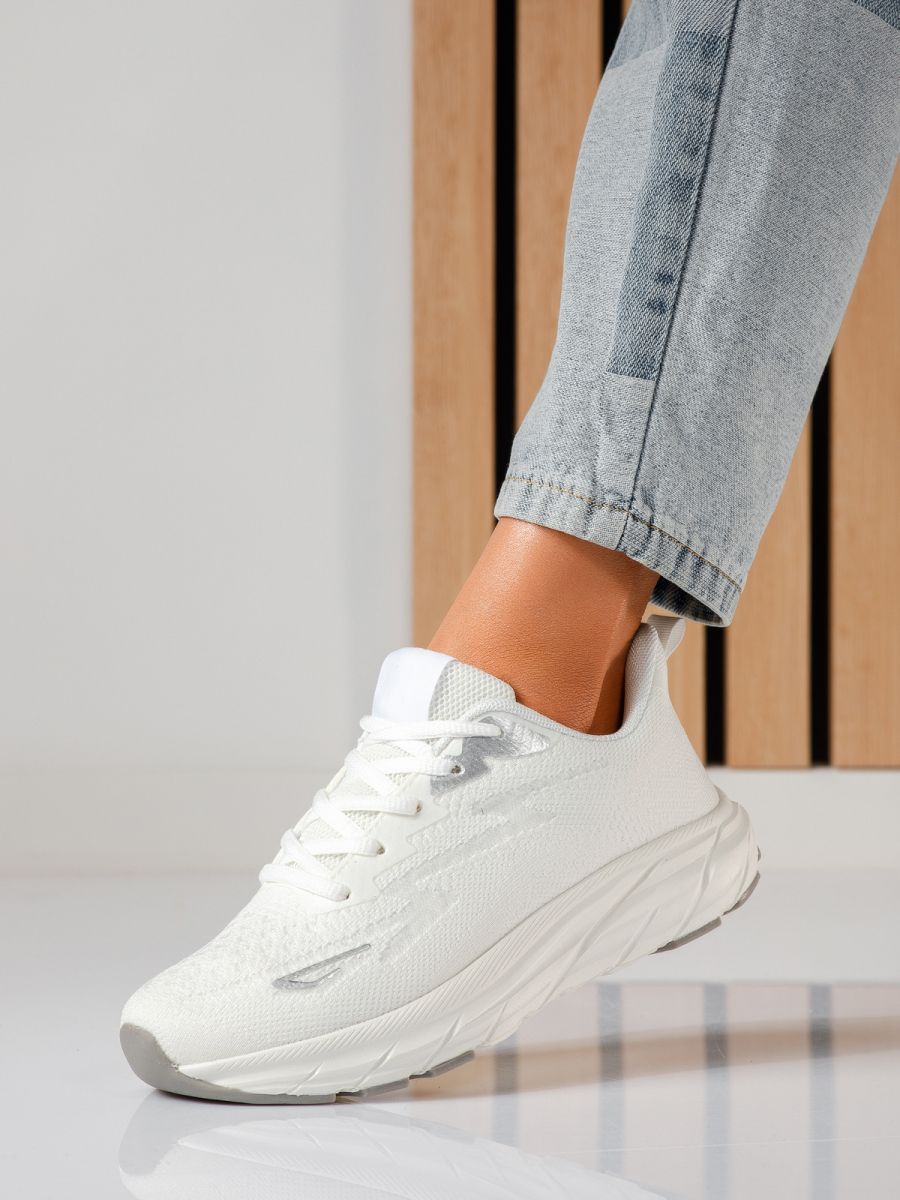 Adidasi dama albi din material textil Luisa #24556