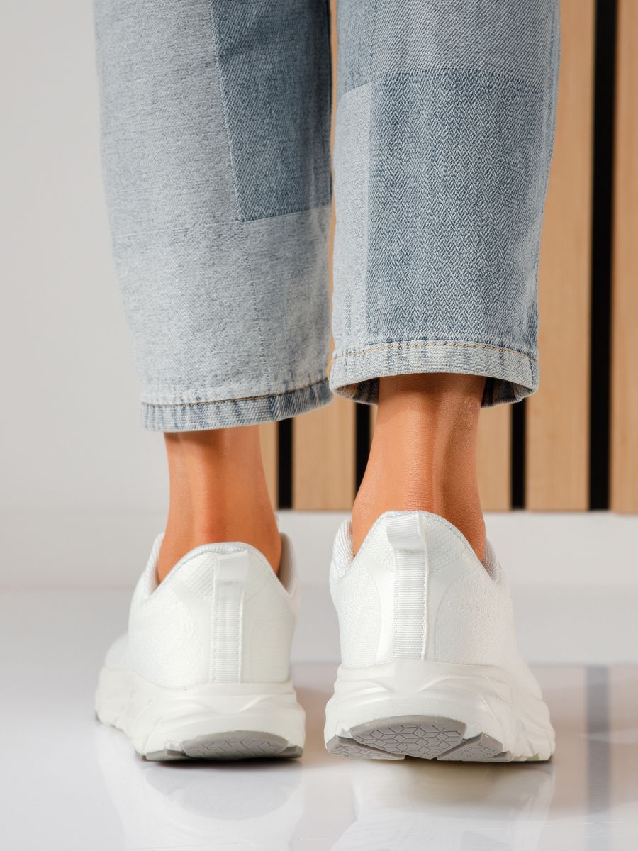 Adidasi dama albi din material textil Luisa #24556