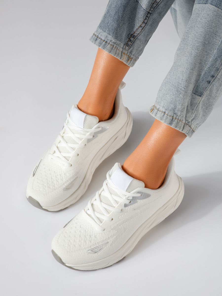 Adidasi dama albi din material textil Luisa #24556