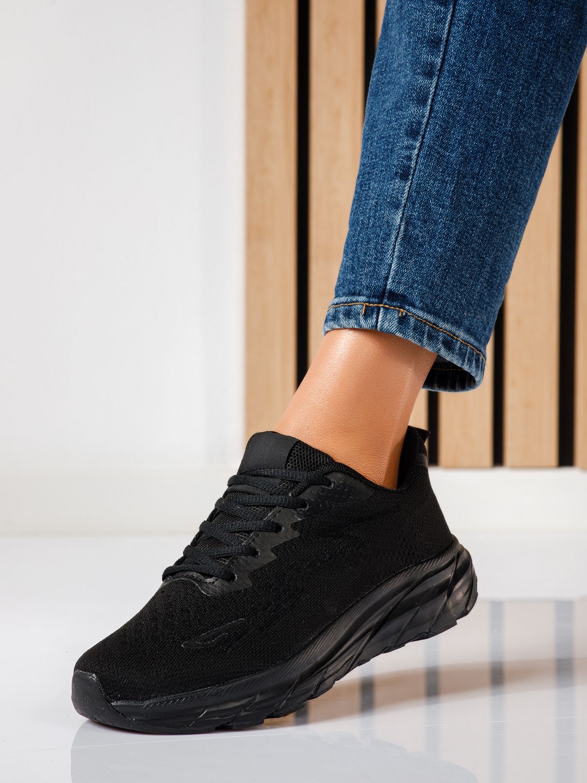 Adidasi dama negri din material textil Luisa #24558