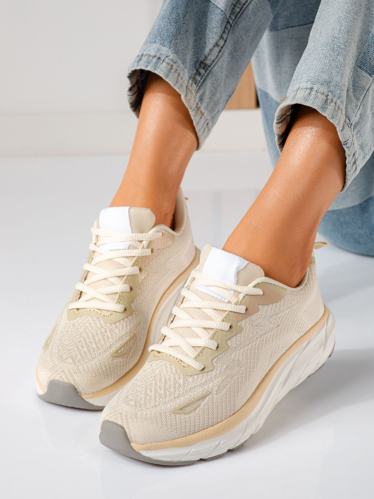 Adidasi dama bej din material textil Luisa #24559