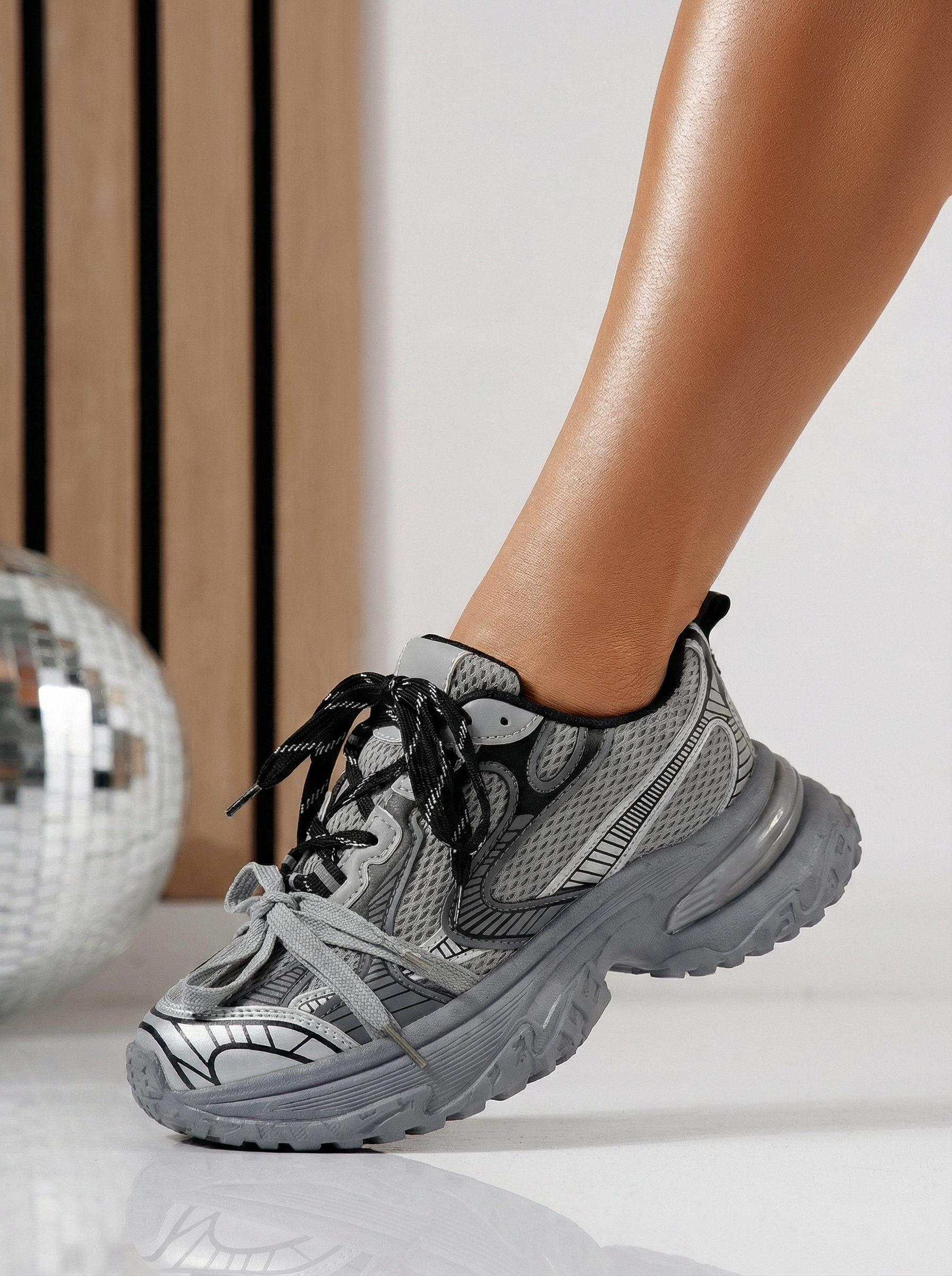 Adidasi dama gri din piele ecologica Anne #24529