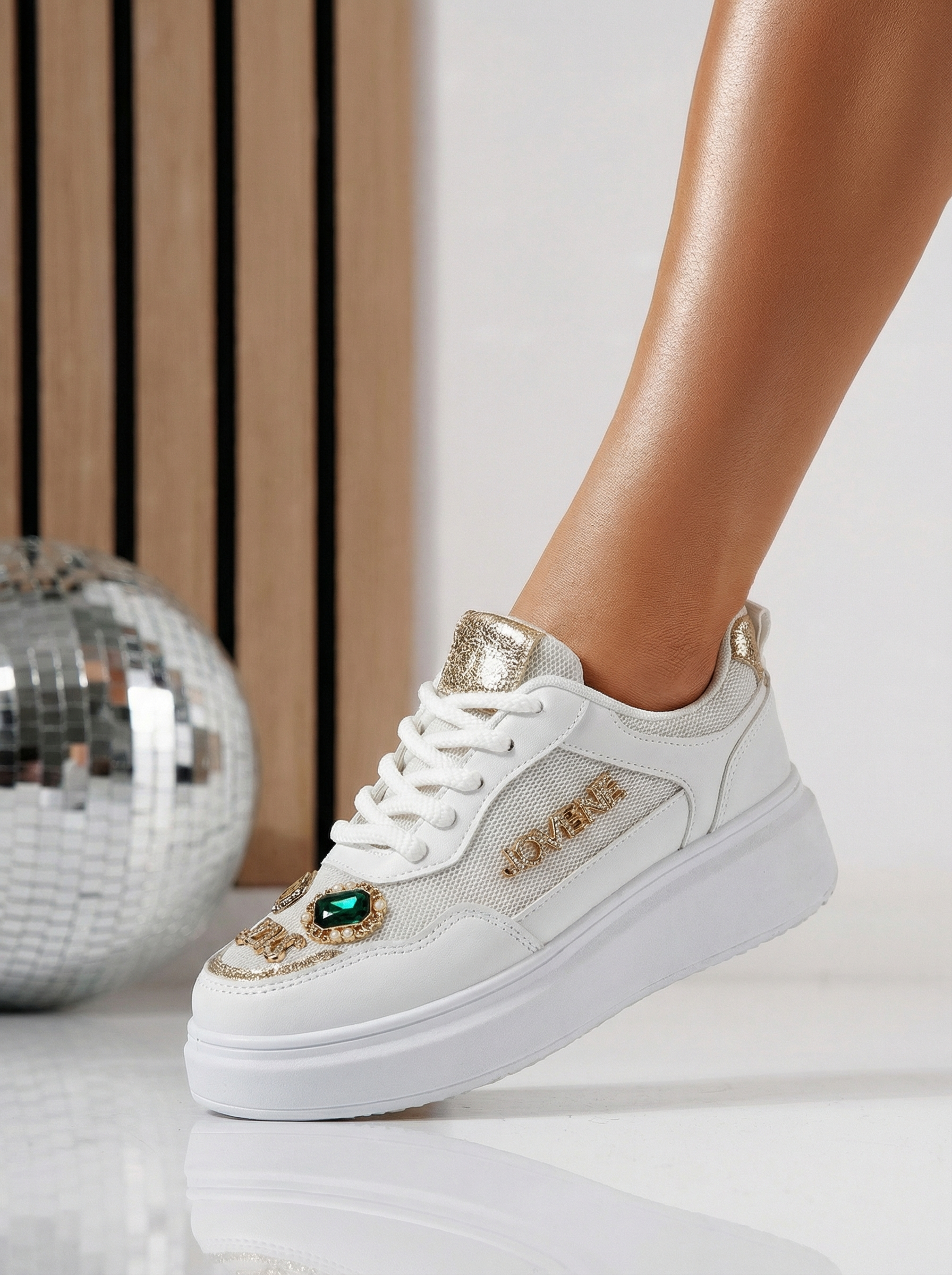 Adidasi dama albi din piele ecologica Margot #24519