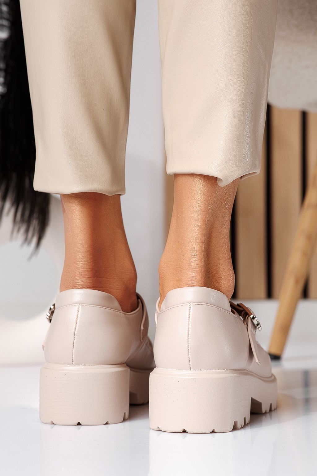 Pantofi casual dama bej din piele ecologica Zinnia #24564