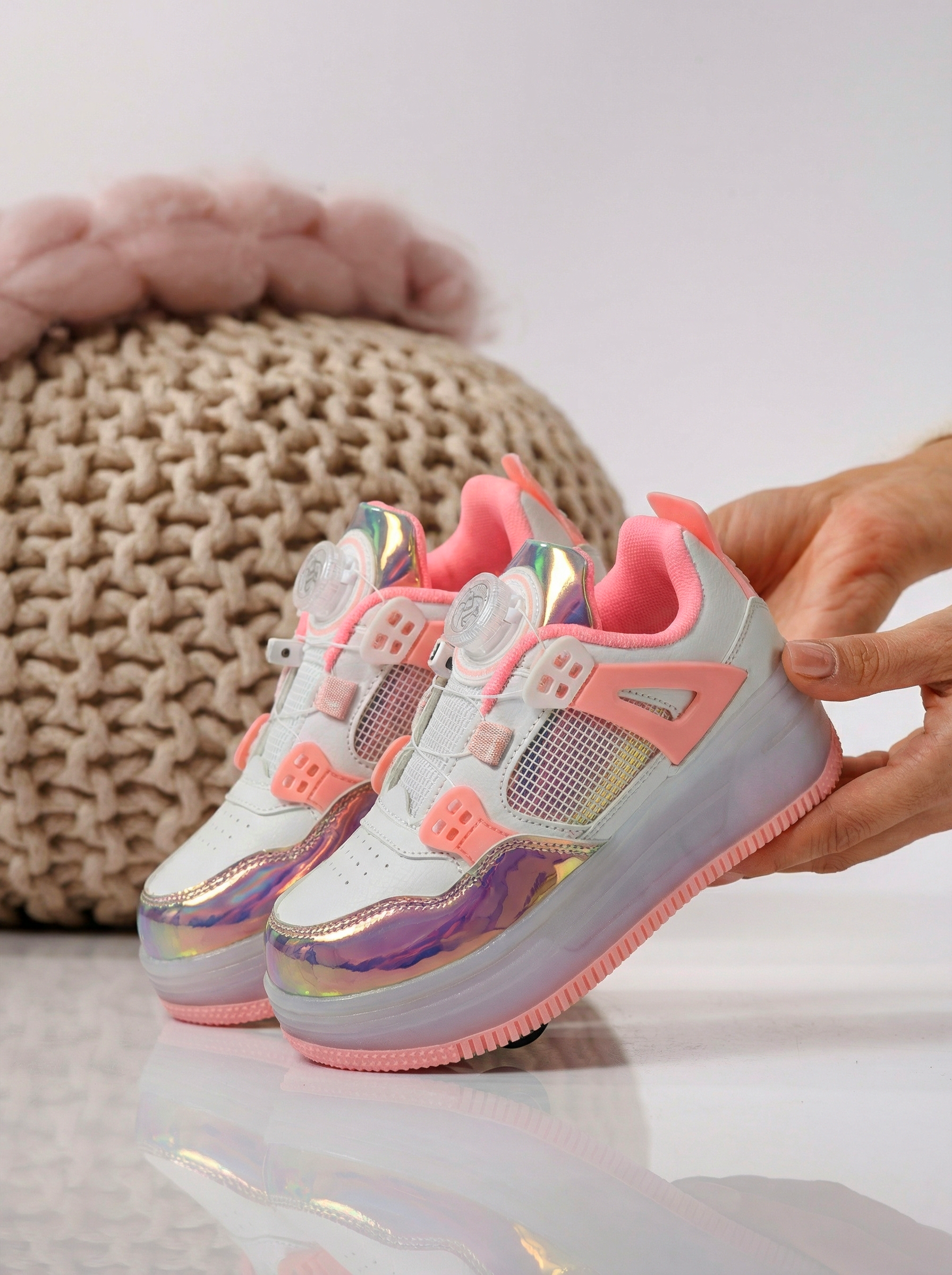 Adidasi cu role roz din piele ecologica Helys2 #24572