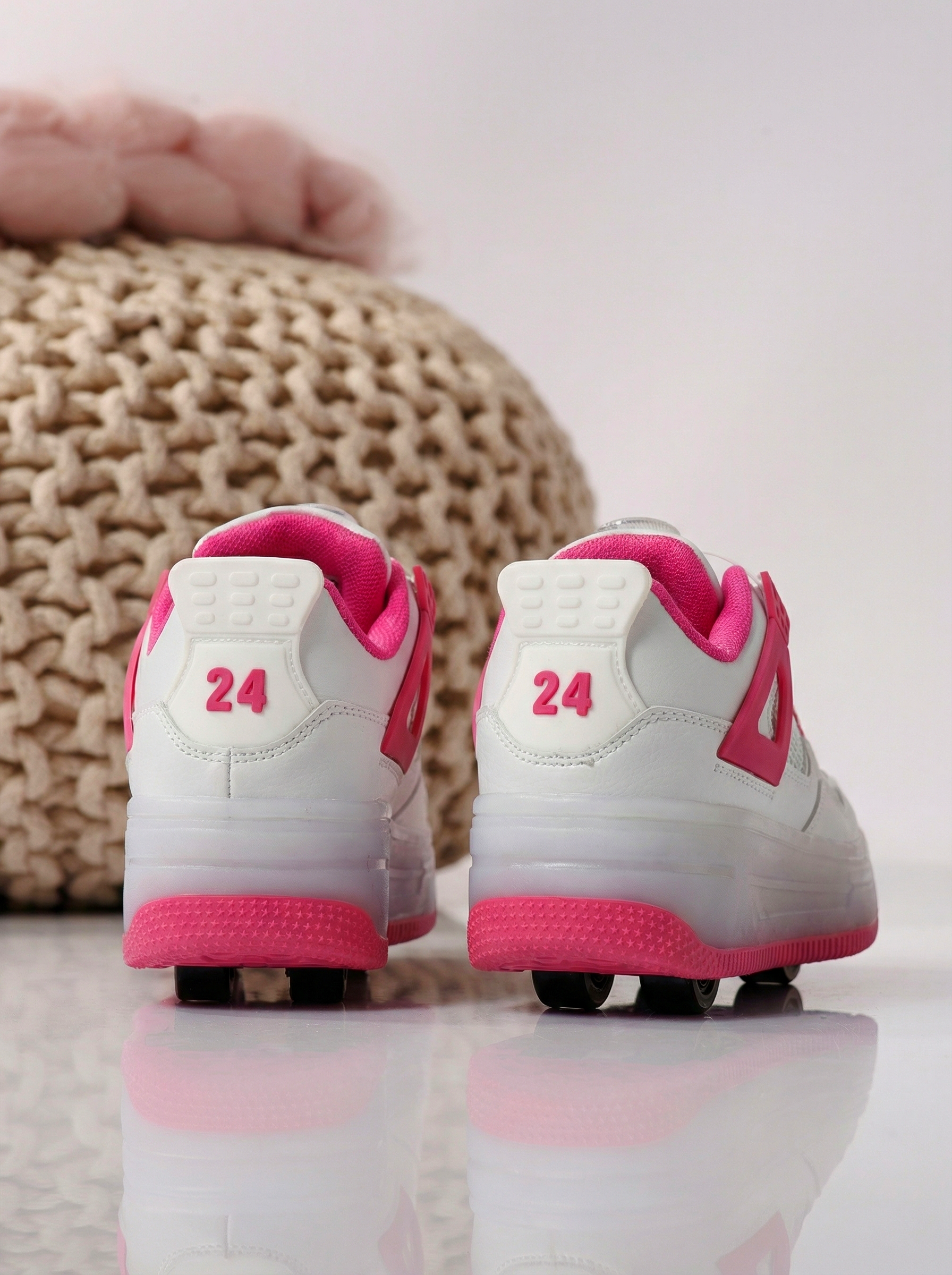 Adidasi cu role roz din piele ecologica Helys2 #24576