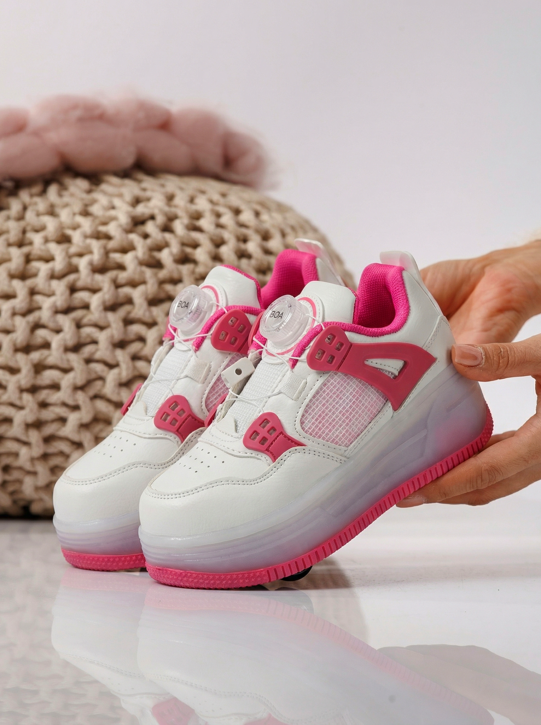 Adidasi cu role roz din piele ecologica Helys2 #24576