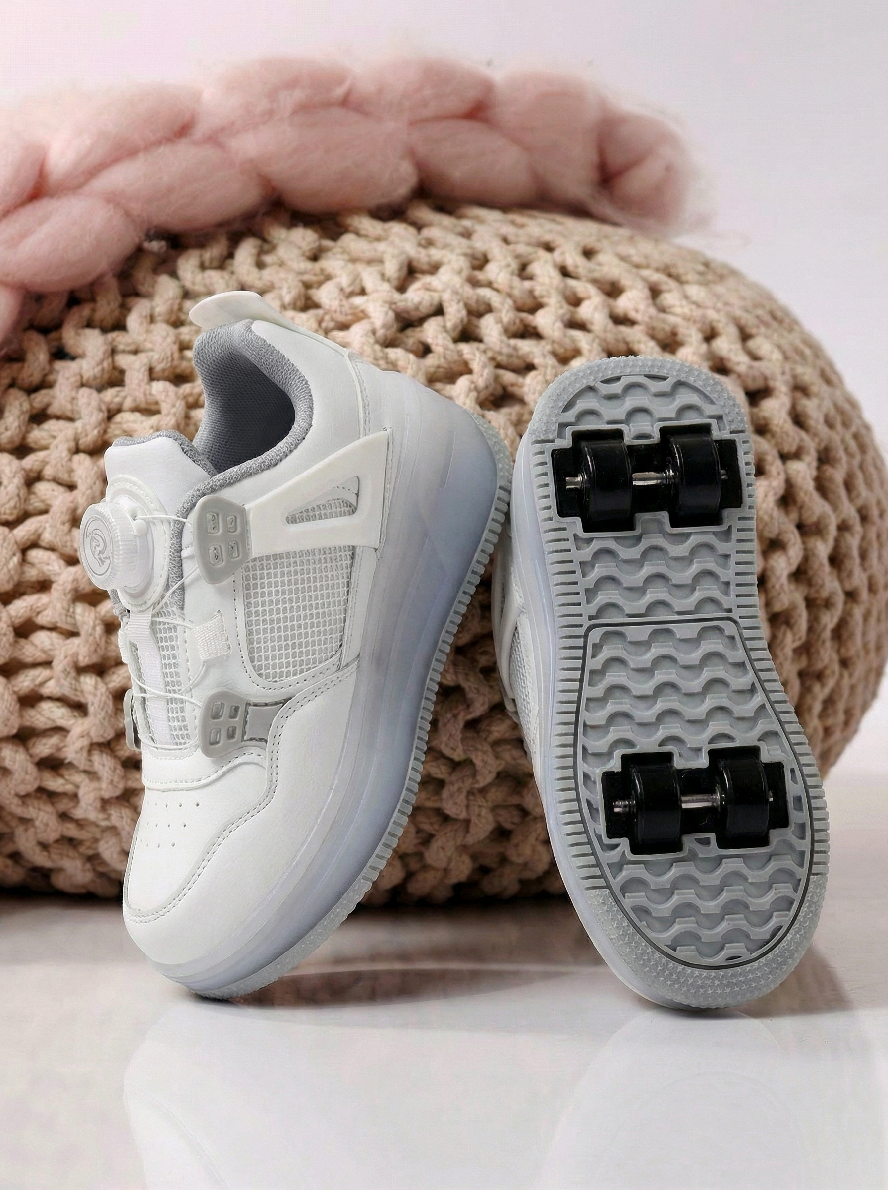 Adidasi cu role albi din piele ecologica Helys2 #24571