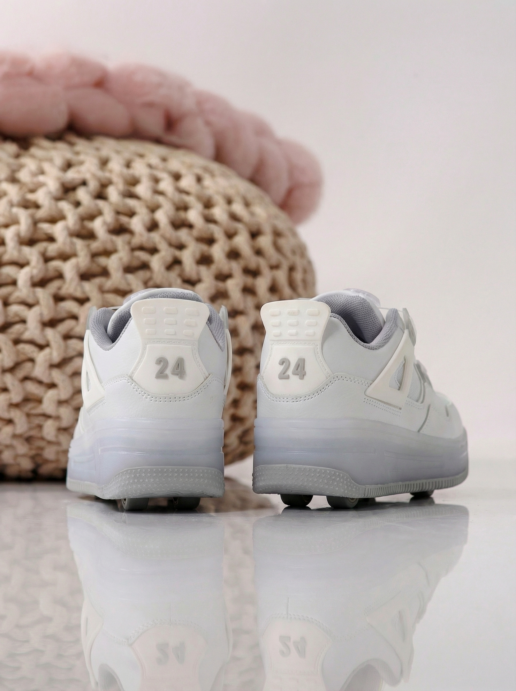 Adidasi cu role albi din piele ecologica Helys2 #24571