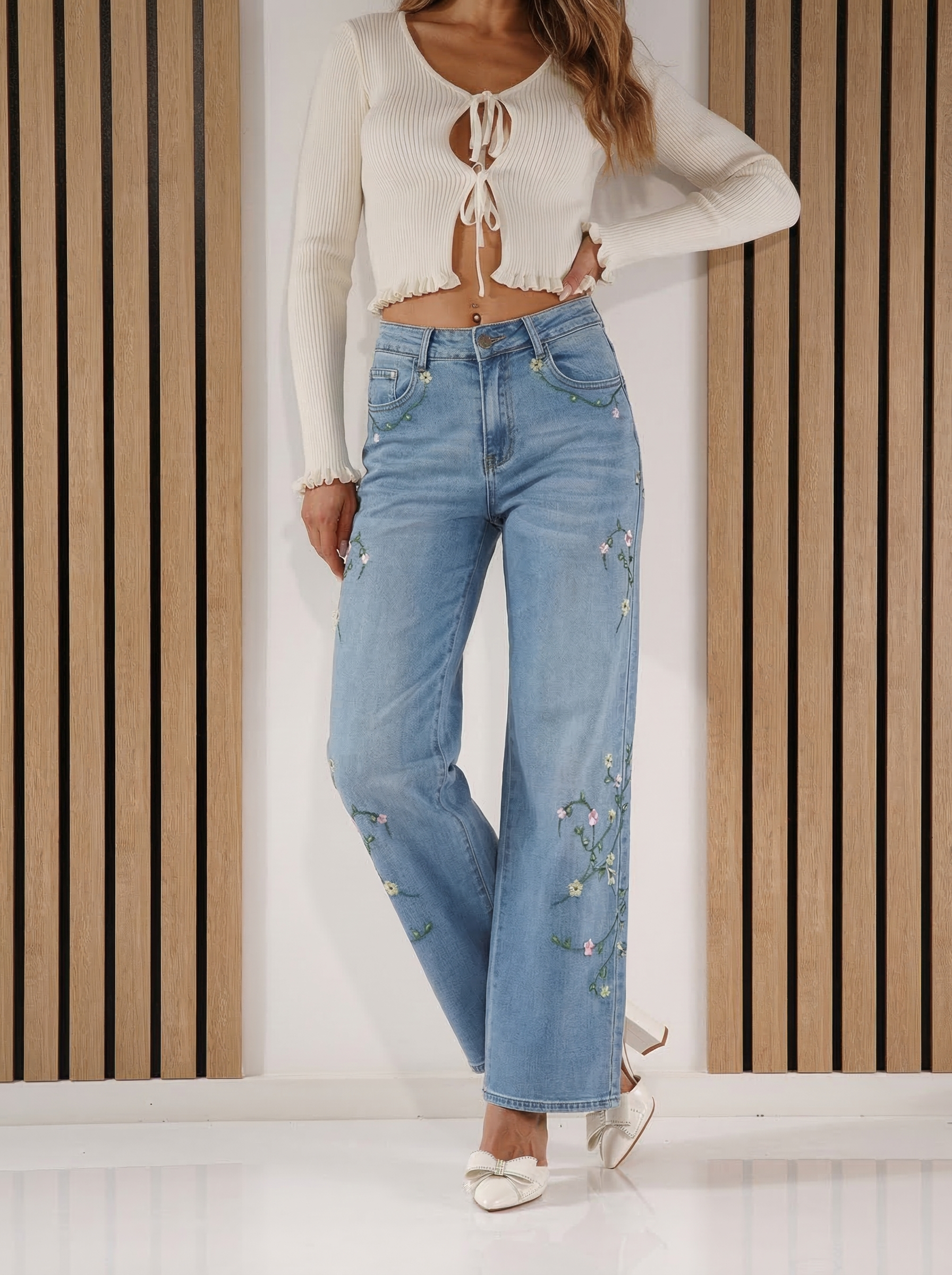 Blugi Wide Leg Dama Zinna Albastri #A1415