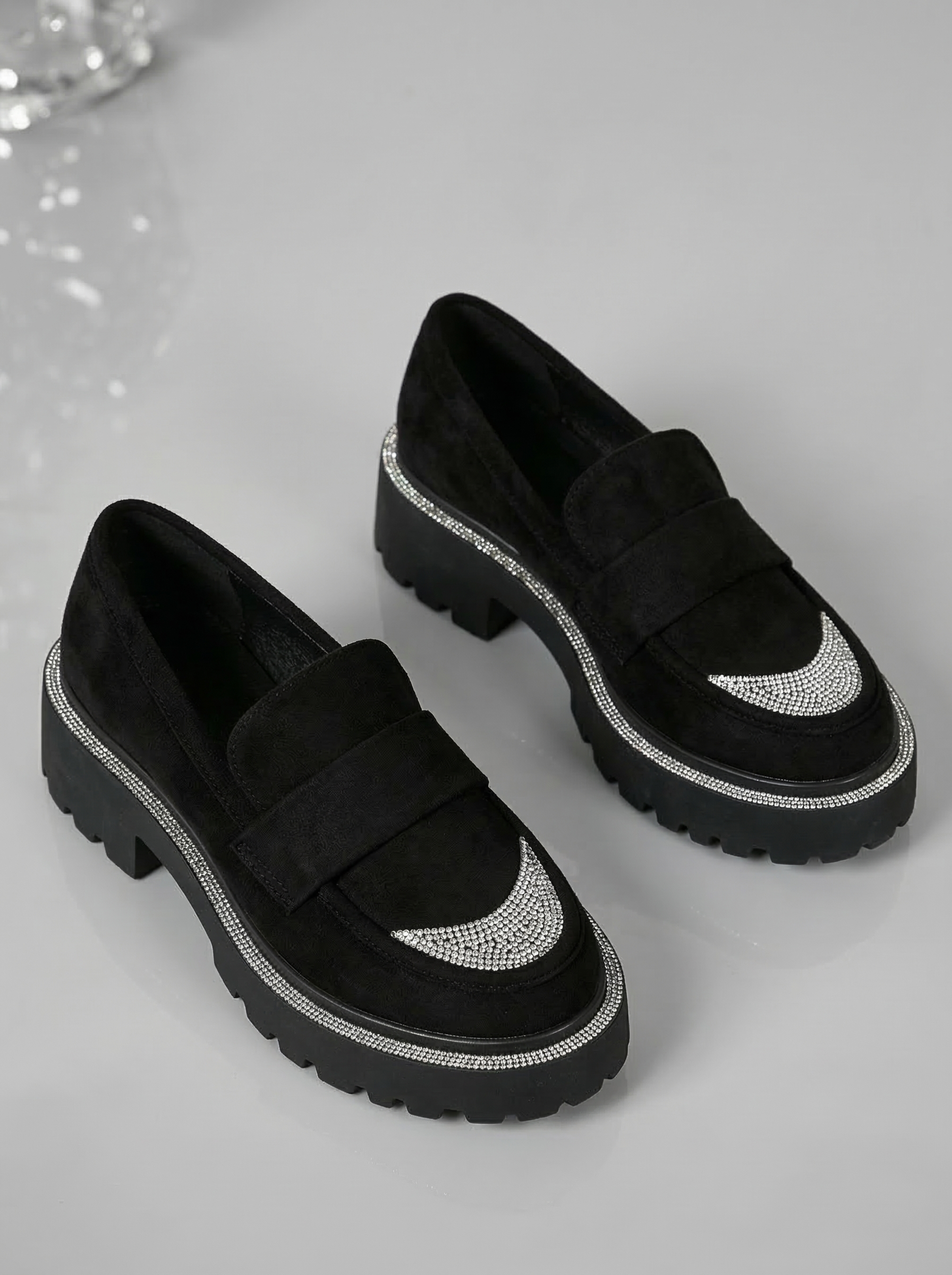 Pantofi casual dama negri din piele ecologica intoarsa Neo #18567