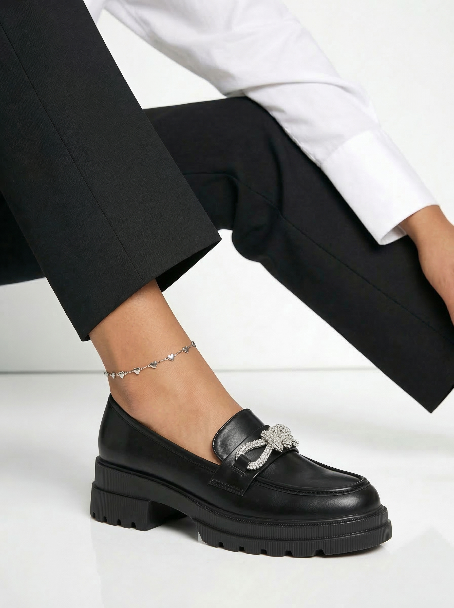 Pantofi casual dama negri din piele ecologica Ava #18307