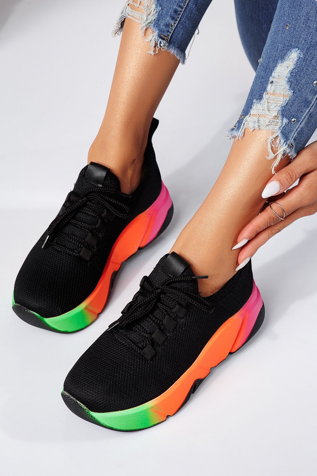 Adidasi dama negri din material textil Maria #24609