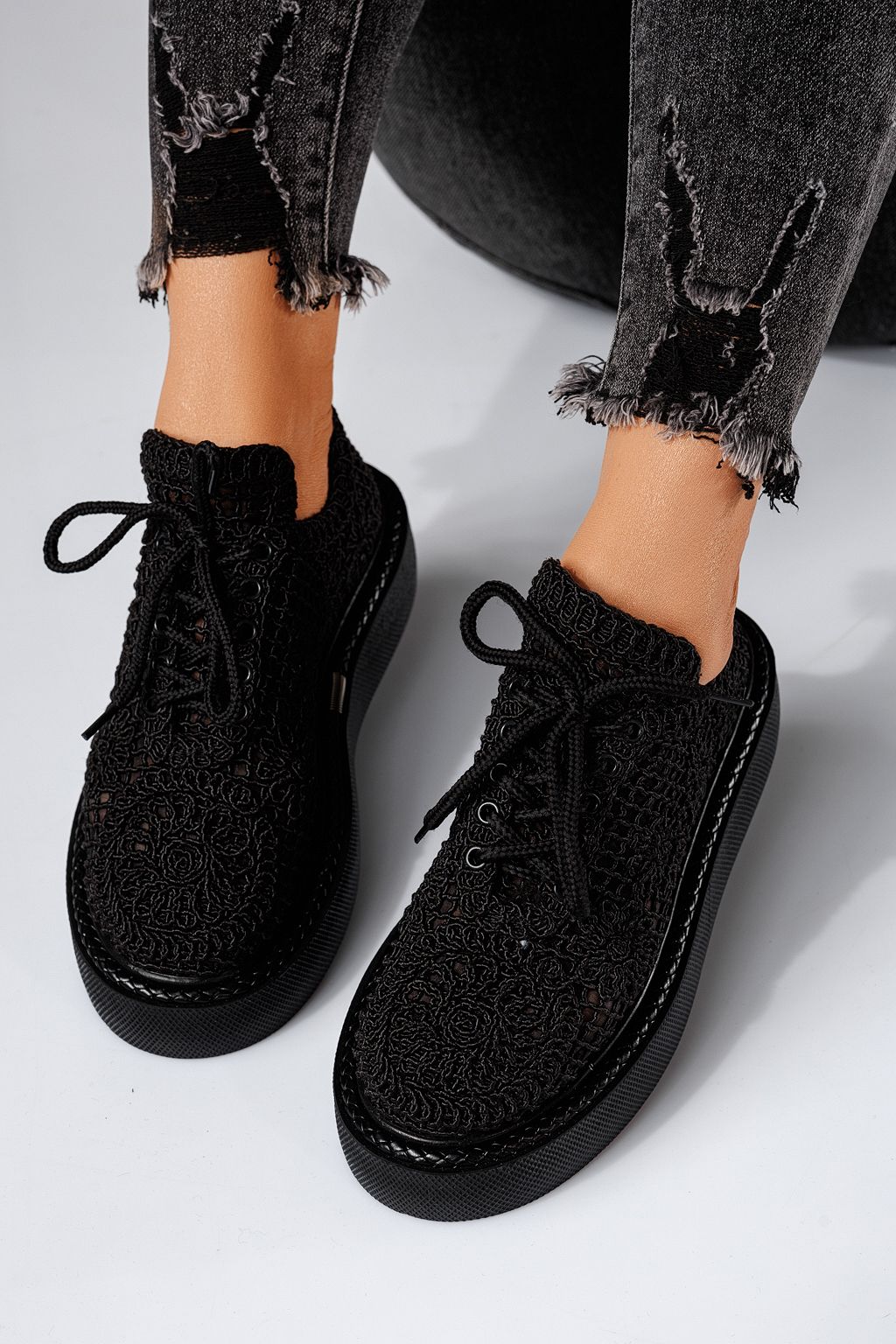 Pantofi casual dama negri din material textil Asha #24613