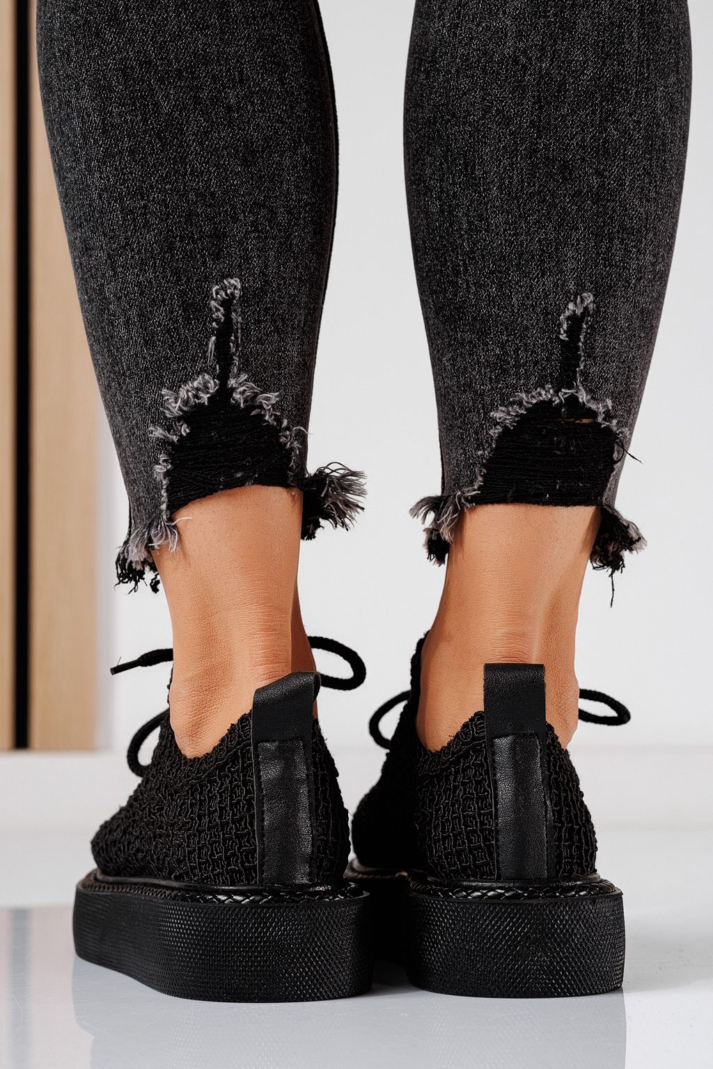 Pantofi casual dama negri din material textil Asha #24613