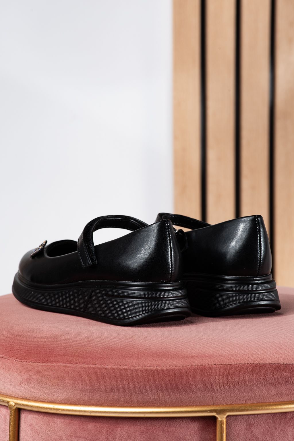 Pantofi fete negri din piele ecologica Sara #24645