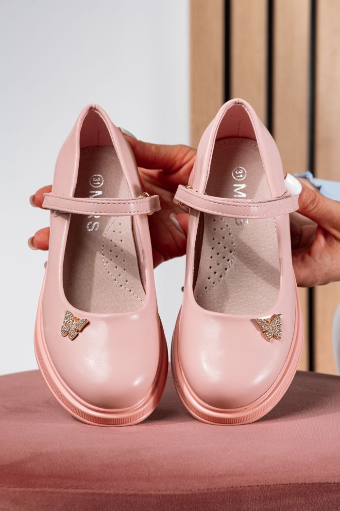 Pantofi fete roz din piele ecologica Sara2 #24647