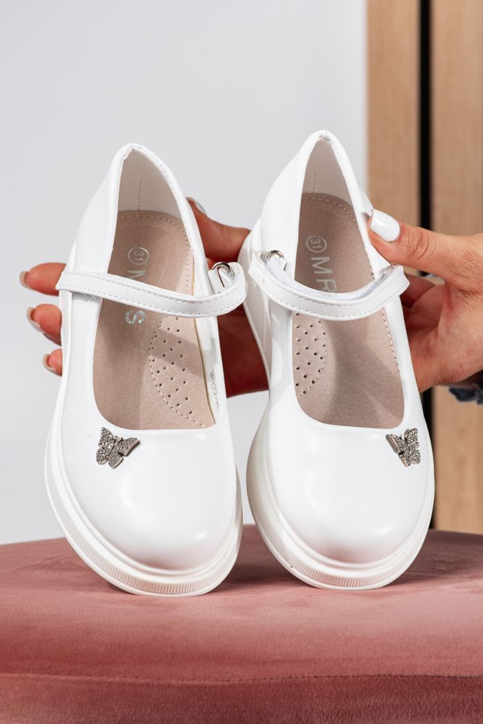 Pantofi fete albi din piele ecologica Sara2 #24648