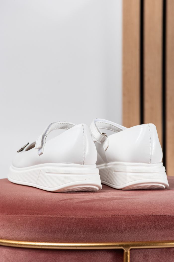 Pantofi fete albi din piele ecologica Sara2 #24648