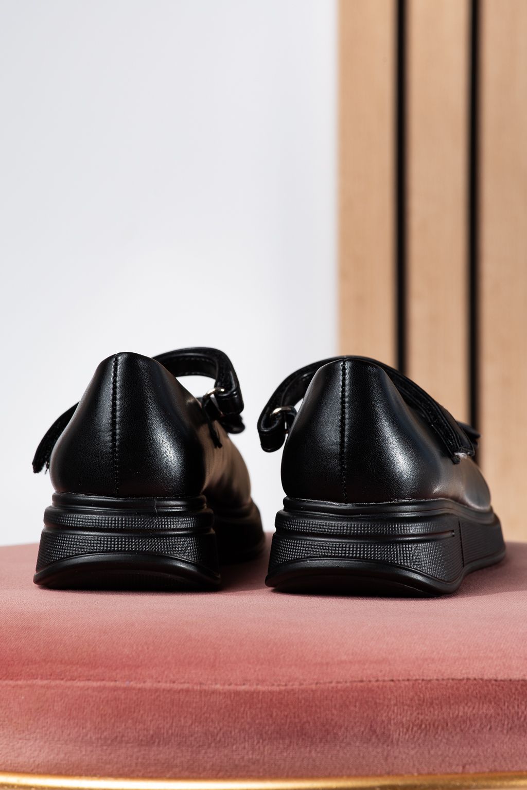 Pantofi fete negri din piele ecologica Alis #24652