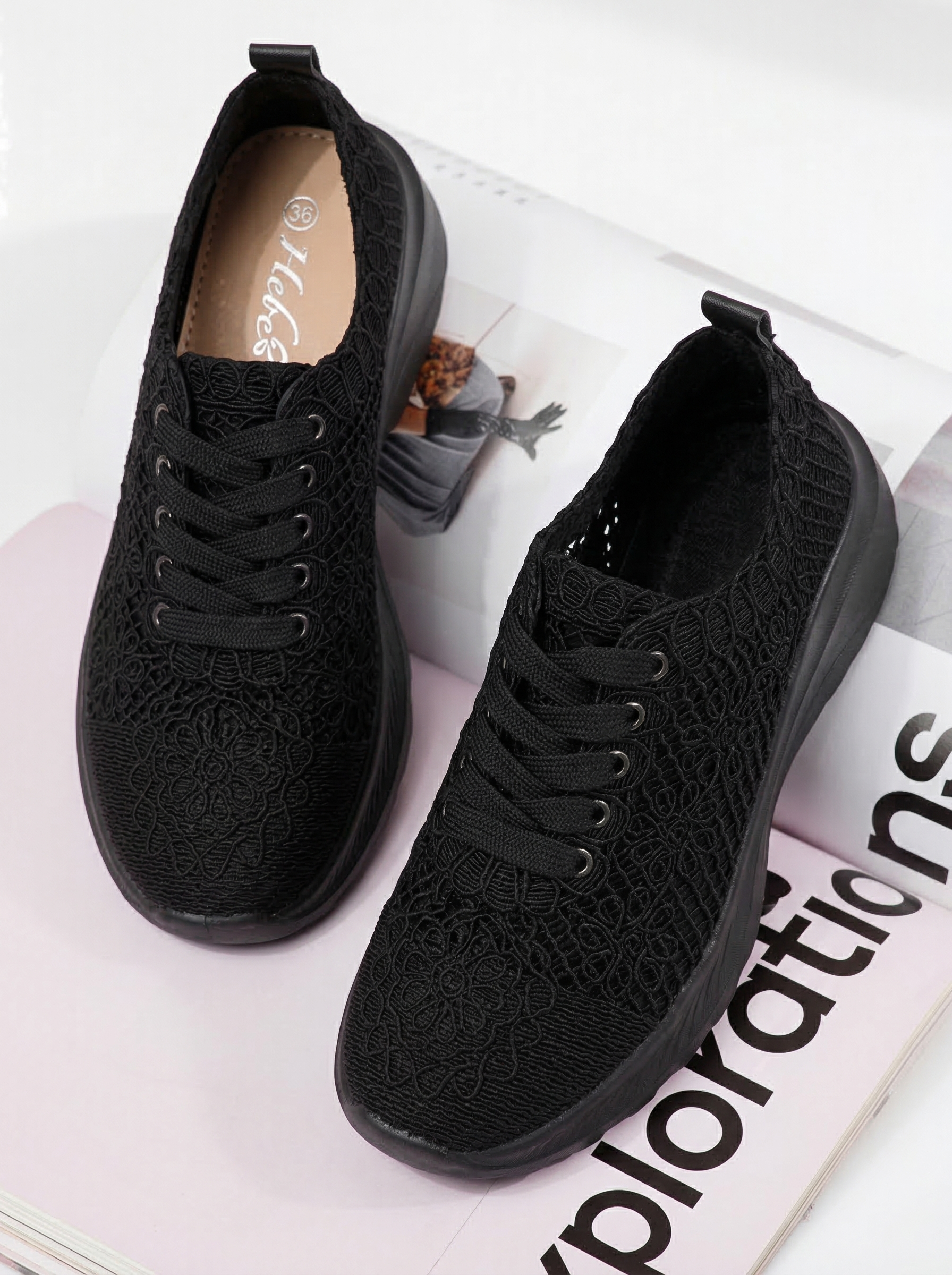 Adidasi dama negri din material textil Yuri #24656