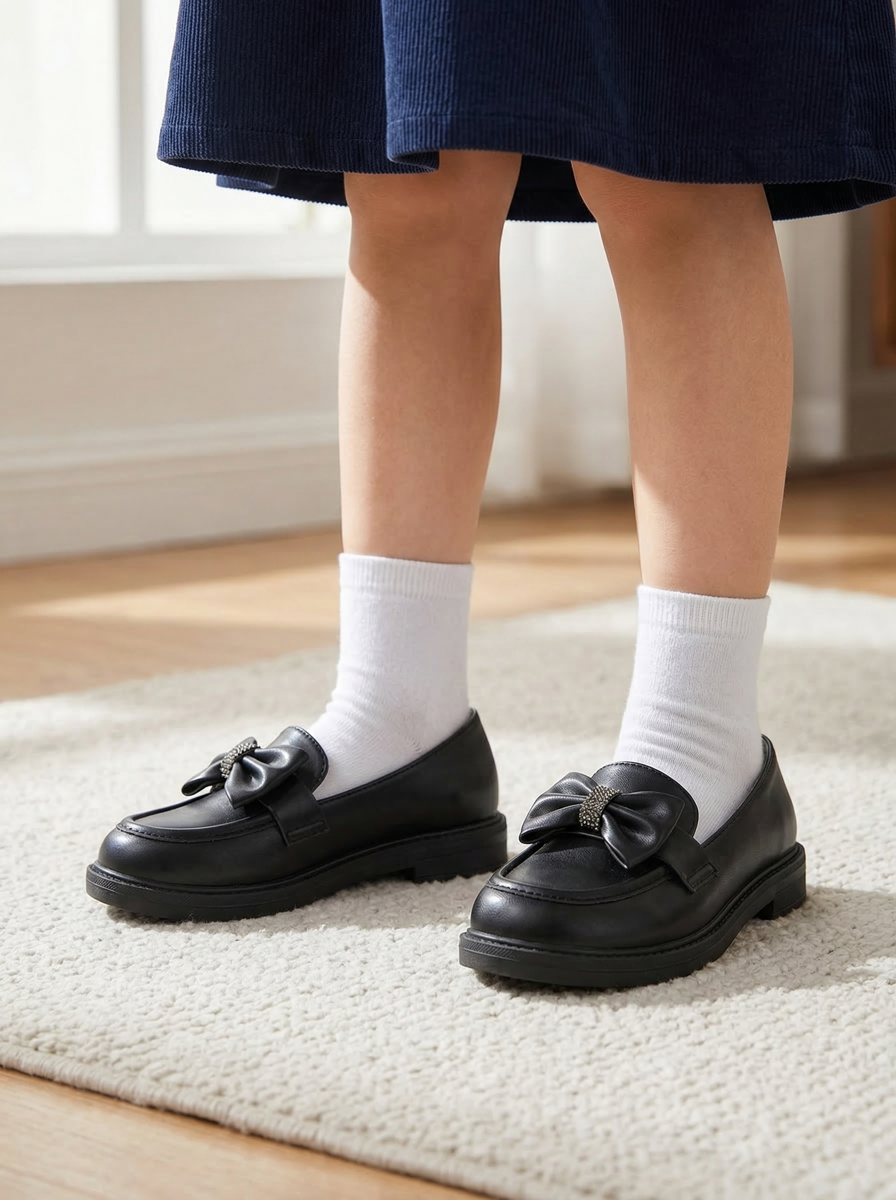 Pantofi fete negri din piele ecologica Alda2 #24620