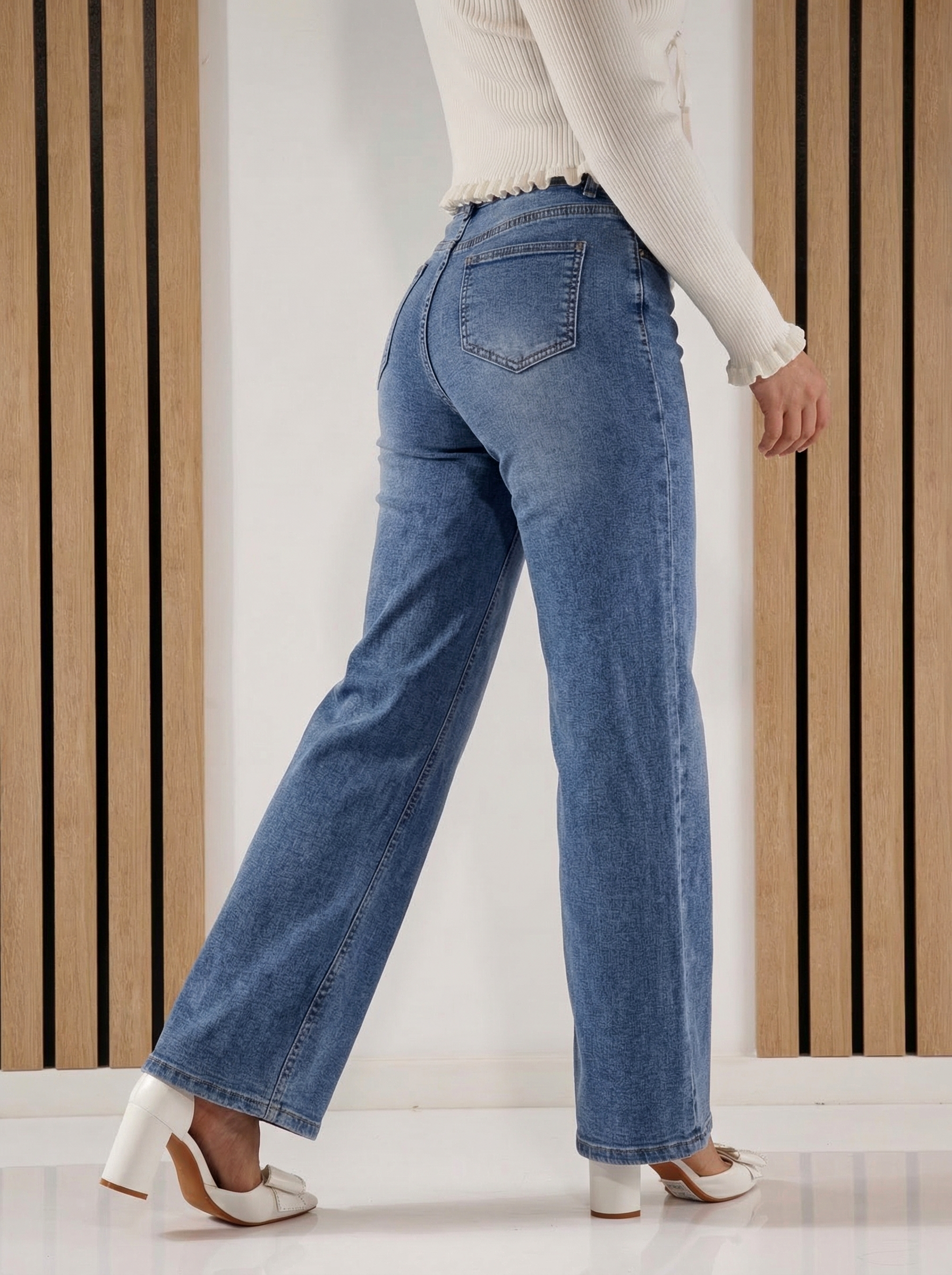 Blugi Wide Leg Dama Missa Albastri #A1424