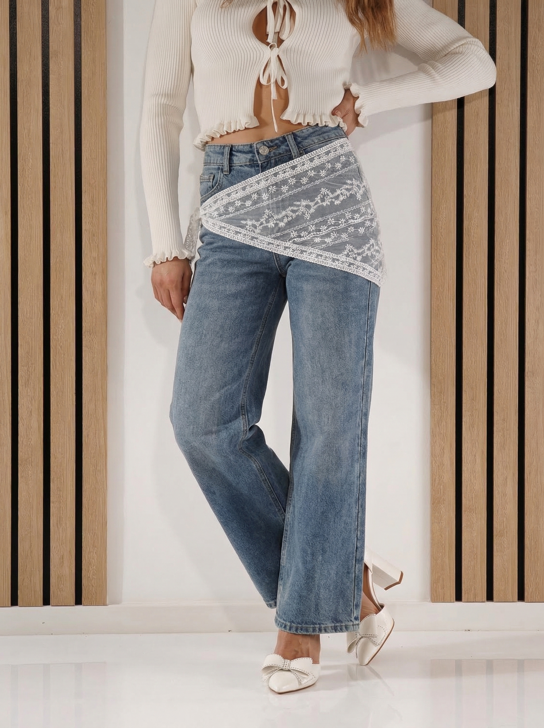 Blugi Wide Leg Dama Dani Albastri #A1419
