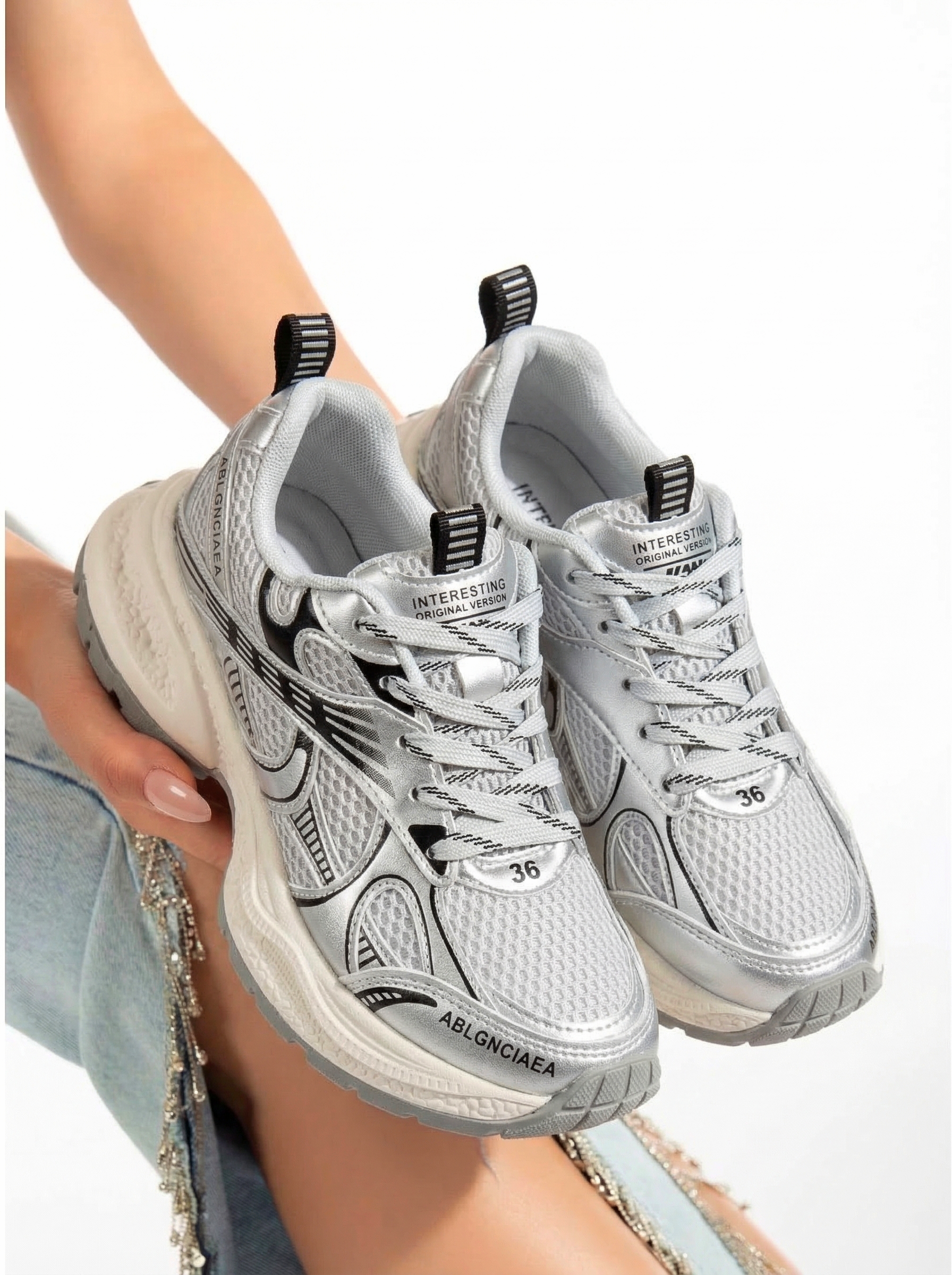 Adidasi dama gri din material textil Iris #20733