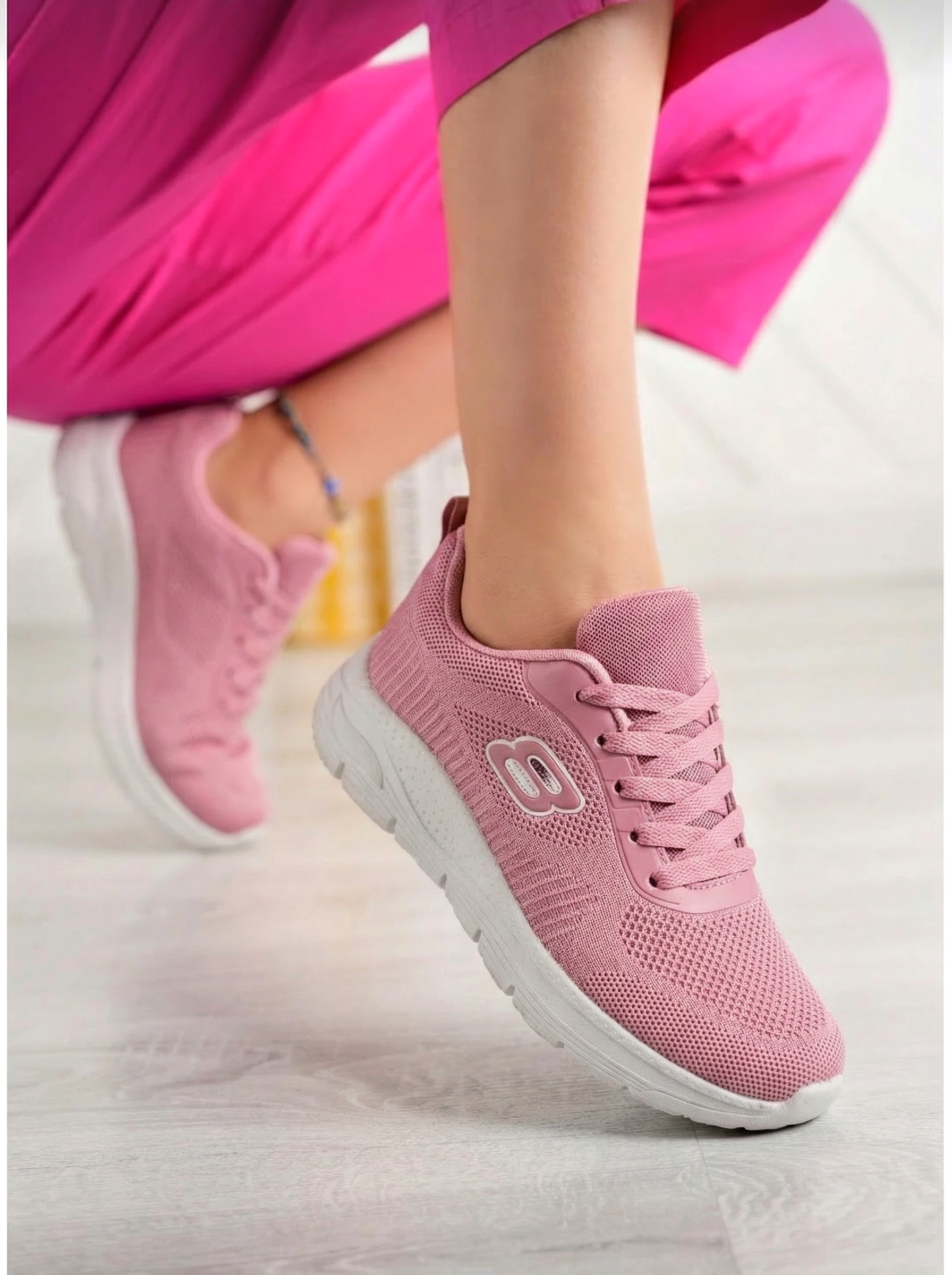 Adidasi dama roz din material textil Mia #18455