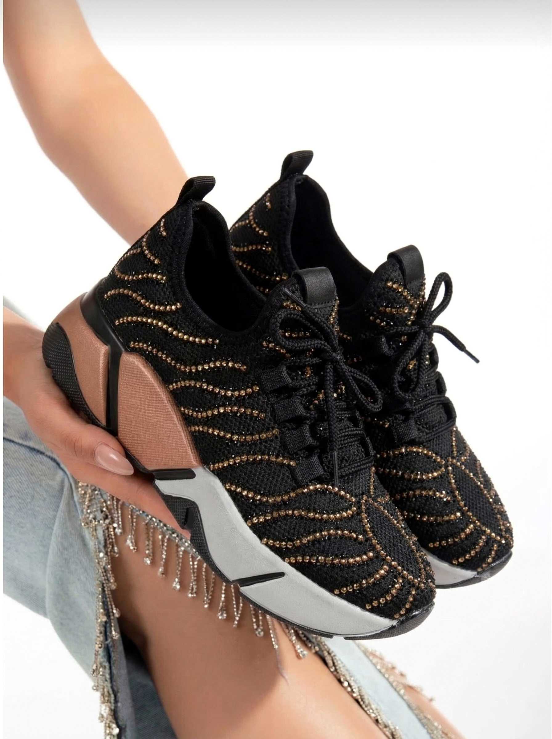 Adidasi dama negri din material textil Maria #22337