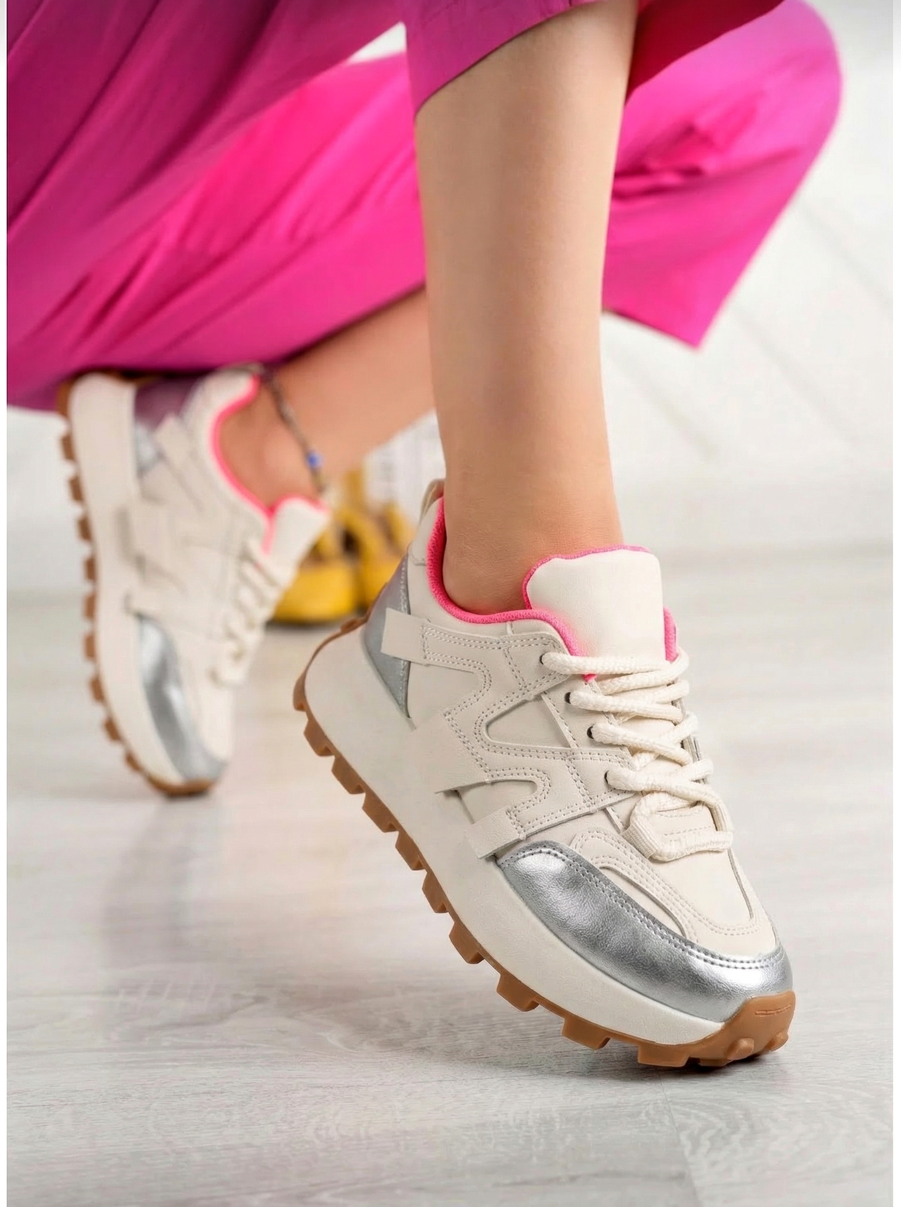 Adidasi dama argintii din piele ecologica Geo #18082