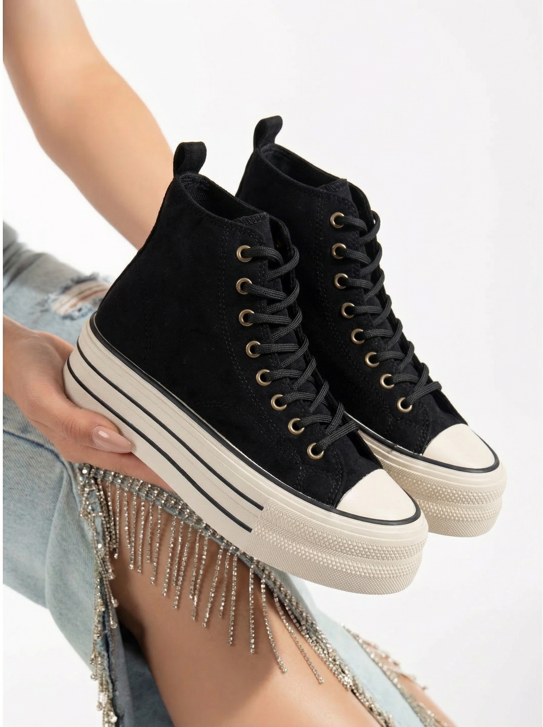 Adidasi dama negri din material textil Azura #24677