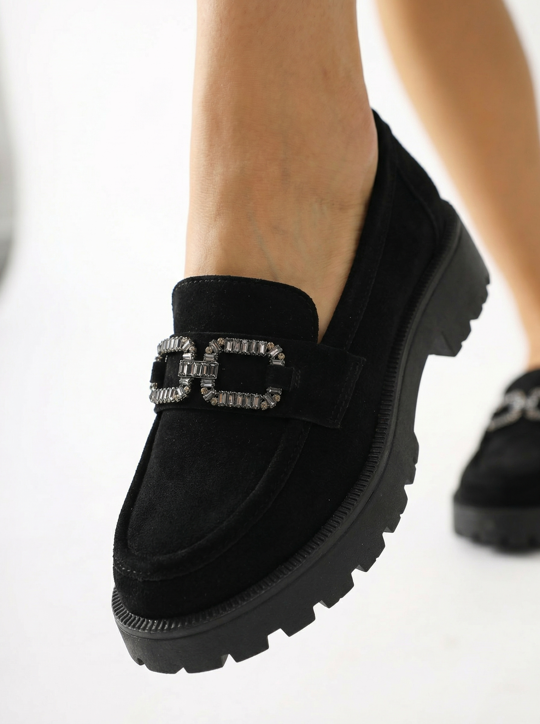 Pantofi casual dama negri din piele ecologica intoarsa Zafira #24667