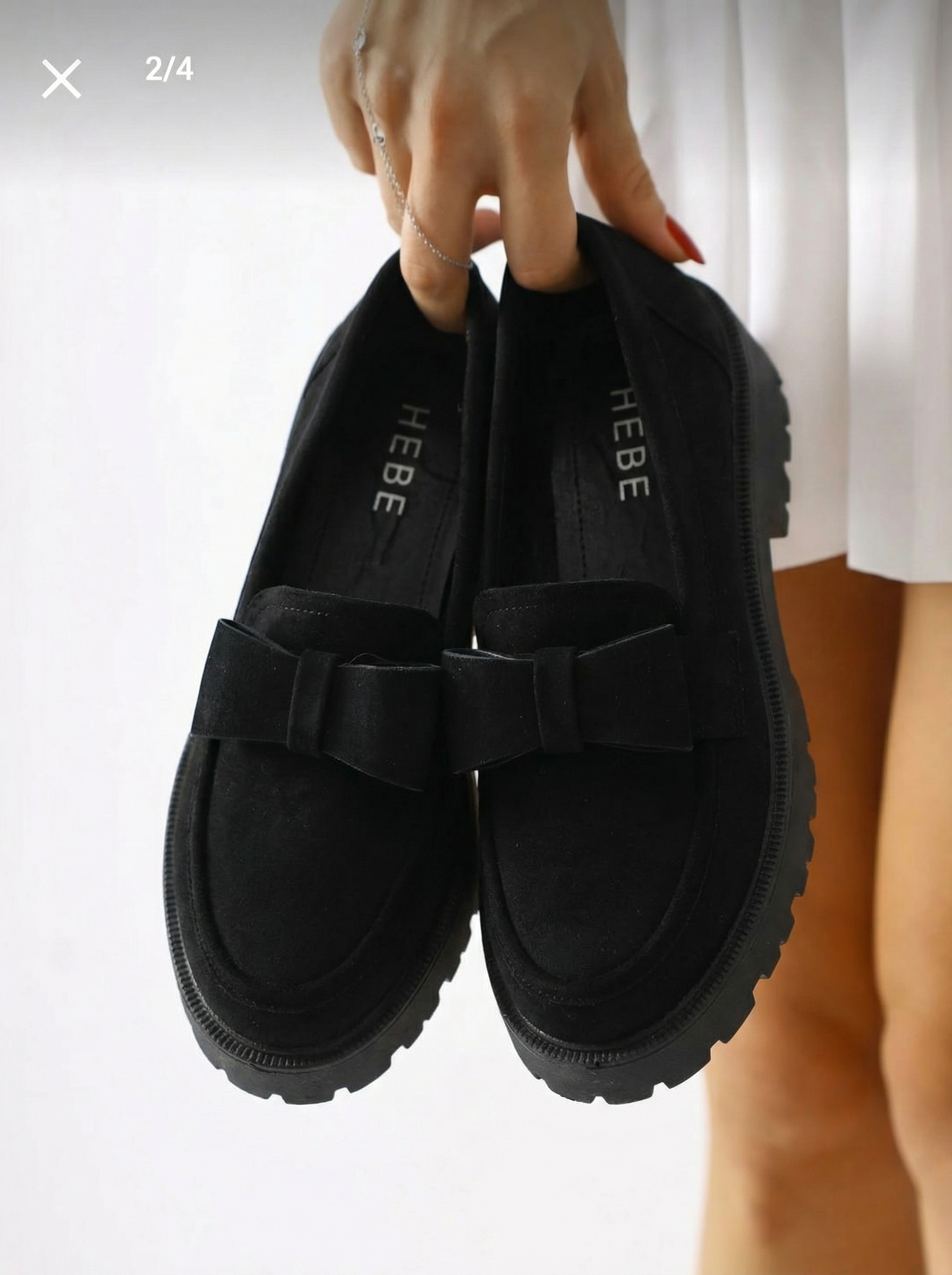 Pantofi casual dama negri din piele ecologica intoarsa Brielle #24664